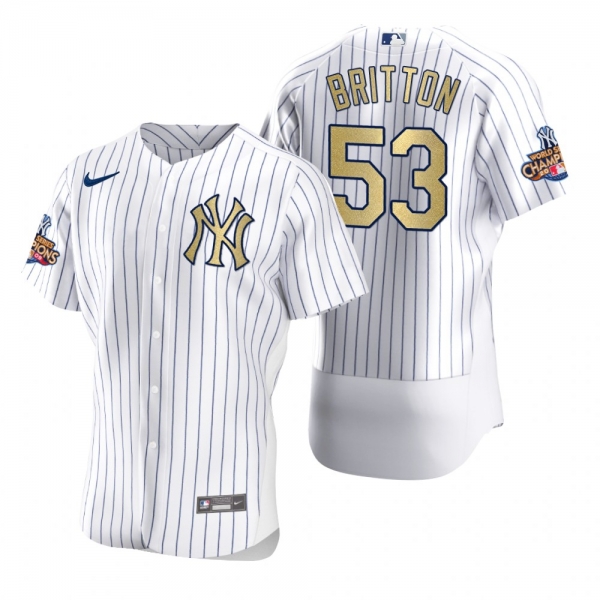 Men's New York Yankees Zack Britton Nike White Gold 2009 World Series Champions Jersey