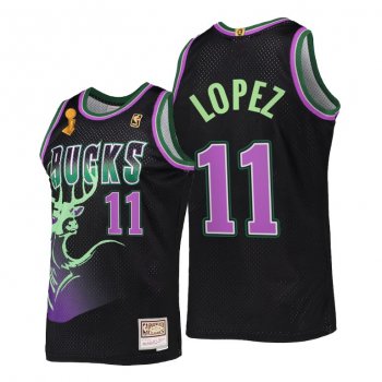 Brook Lopez Milwaukee Bucks #11 Black 2X NBA Finals Champions Jersey HWC Reload