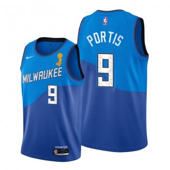 Milwaukee Bucks 2021 NBA Finals Champions Bobby Portis #9 City Edition Jersey Blue