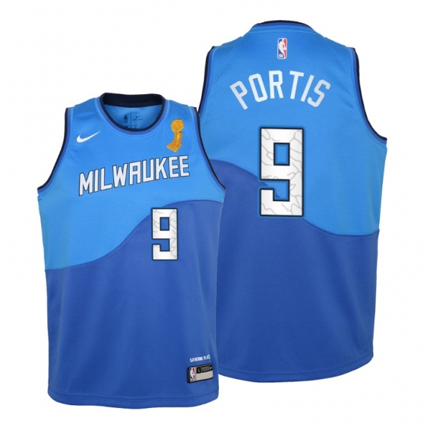 Youth Milwaukee Bucks 2021 NBA Finals Champions Bobby Portis #9 Jersey Blue