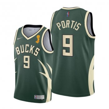 Milwaukee Bucks 2021 NBA Finals Champions Bobby Portis #9 Jersey Green