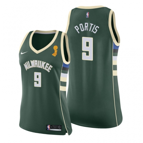 Women Milwaukee Bucks 2021 NBA Finals Champions Bobby Portis #9 Jersey Green