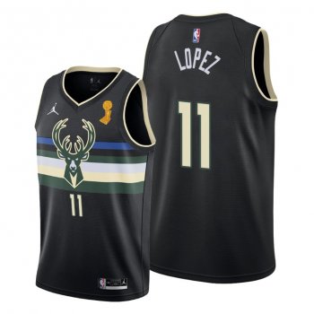 Milwaukee Bucks 2021 NBA Finals Champions Brook Lopez #11 Jersey Black