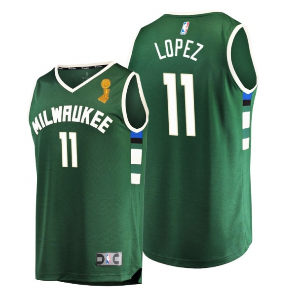 Milwaukee Bucks 2021 NBA Finals Champions Brook Lopez #11 Replica Jersey Green