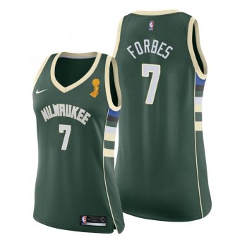 Women Milwaukee Bucks 2021 NBA Finals Champions Bryn Forbes #7 Jersey Green