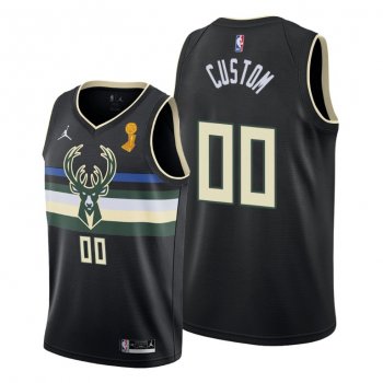 Milwaukee Bucks 2021 NBA Finals Champions Custom #00 Jersey Black