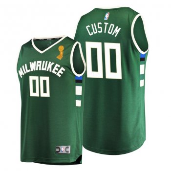 Milwaukee Bucks 2021 NBA Finals Champions Custom #00 Replica Jersey Green