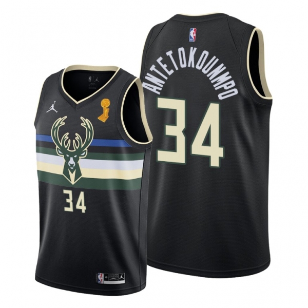 Milwaukee Bucks 2021 NBA Finals Champions Giannis Antetokounmpo #34 Jersey Black