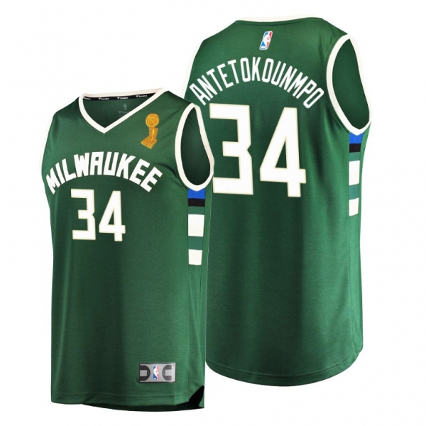 Milwaukee Bucks 2021 NBA Finals Champions Giannis Antetokounmpo #34 Replica Jersey Green