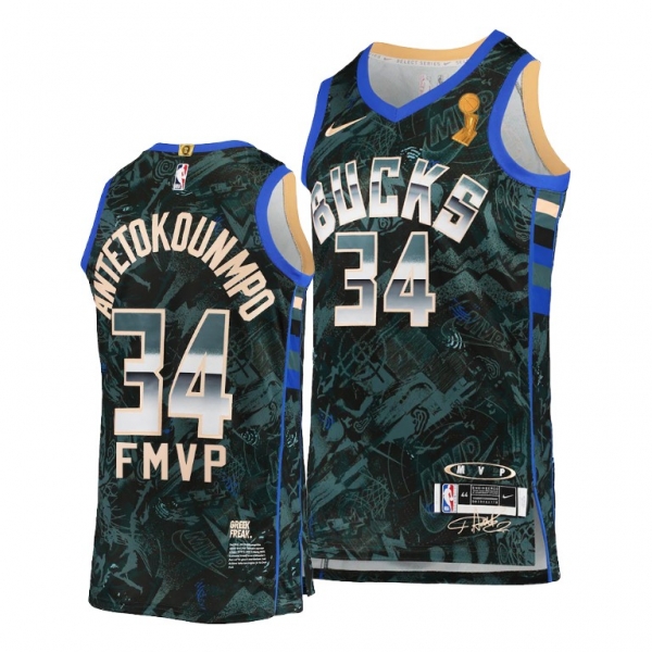 Milwaukee Bucks #34 Giannis Antetokounmpo Green 2021 FMVP Jersey Select Series