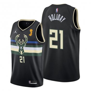 Milwaukee Bucks 2021 NBA Finals Champions Jrue Holiday #21 Jersey Black