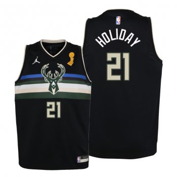 Youth Milwaukee Bucks 2021 NBA Finals Champions Jrue Holiday #21 Jersey Black