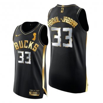 Milwaukee Bucks 2021 NBA Finals Champions Kareem Abdul-Jabbar #33 Golden Edition Jersey Black