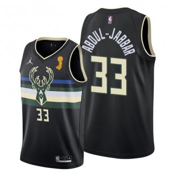 Milwaukee Bucks 2021 NBA Finals Champions Kareem Abdul-Jabbar #33 Jersey Black