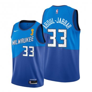 Milwaukee Bucks 2021 NBA Finals Champions Kareem Abdul-Jabbar #33 City Edition Jersey Blue