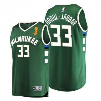 Milwaukee Bucks 2021 NBA Finals Champions Kareem Abdul-Jabbar #33 Replica Jersey Green