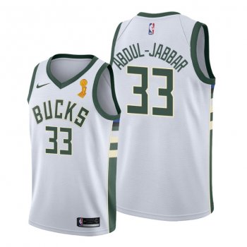 Milwaukee Bucks 2021 NBA Finals Champions Kareem Abdul-Jabbar #33 Jersey White