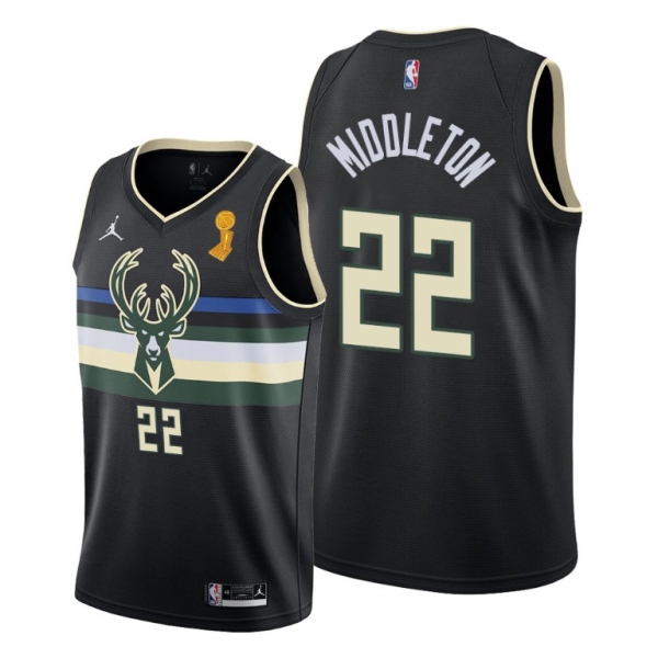 Milwaukee Bucks 2021 NBA Finals Champions Khris Middleton #22 Jersey Black