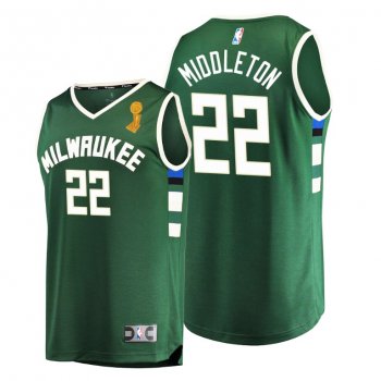 Milwaukee Bucks 2021 NBA Finals Champions Khris Middleton #22 Replica Jersey Green