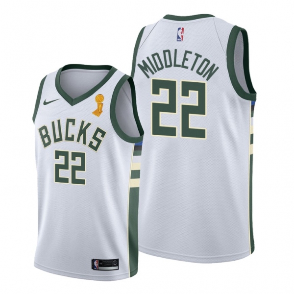 Milwaukee Bucks 2021 NBA Finals Champions Khris Middleton #22 Jersey White