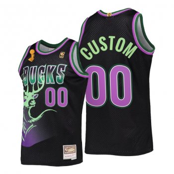 Custom Milwaukee Bucks #00 Black 2X NBA Finals Champions Jersey HWC Reload