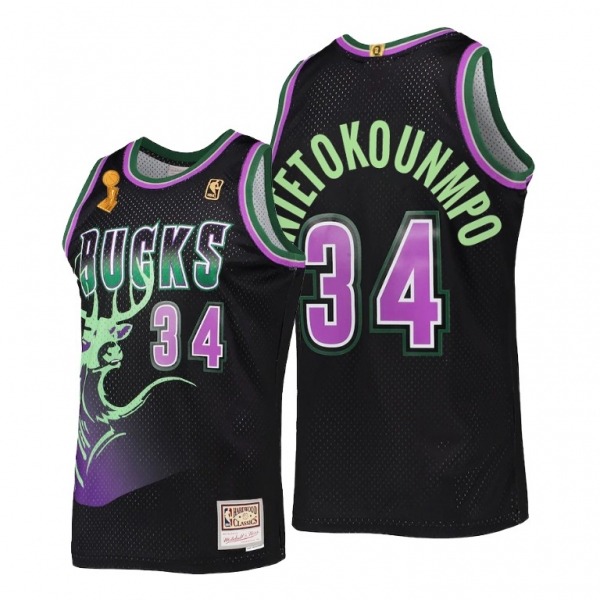 Giannis Antetokounmpo Milwaukee Bucks #34 Black 2X NBA Finals Champions Jersey HWC Reload