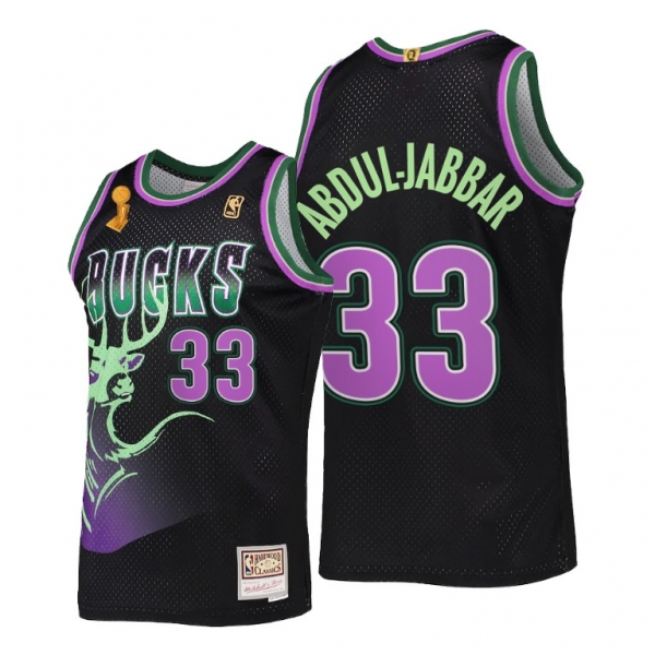 Kareem Abdul-Jabbar Milwaukee Bucks #33 Black 2X NBA Finals Champions Jersey HWC Reload