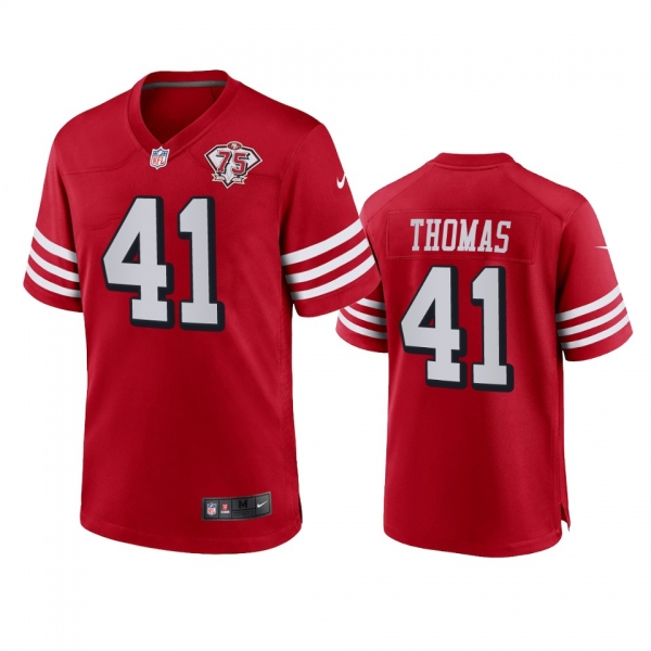 San Francisco 49ers Ambry Thomas Scarlet 75th Anniversary Alternate Game Jersey