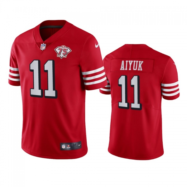 San Francisco 49ers Brandon Aiyuk Scarlet 75th Anniversary Alternate Vapor Limited Jersey