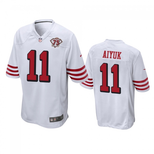 San Francisco 49ers Brandon Aiyuk White 75th Anniversary Throwback Game Jersey