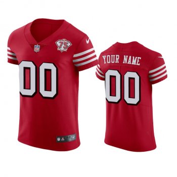 San Francisco 49ers Custom Scarlet 75th Anniversary Vapor Elite Jersey