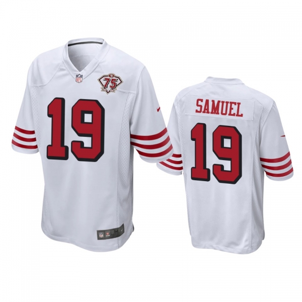 San Francisco 49ers Deebo Samuel White 75th Anniversary Throwback Game Jersey