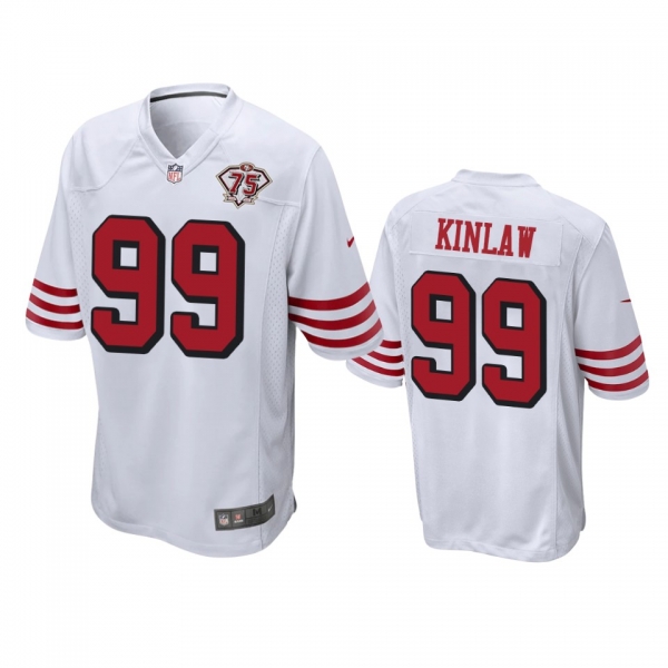 San Francisco 49ers Javon Kinlaw White 75th Anniversary Throwback Game Jersey