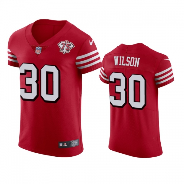 San Francisco 49ers Jeff Wilson Scarlet 75th Anniversary Jersey - Men's