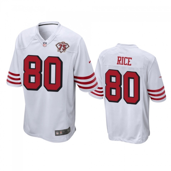 San Francisco 49ers Jerry Rice White 75th Anniversary Throwback Game Jersey