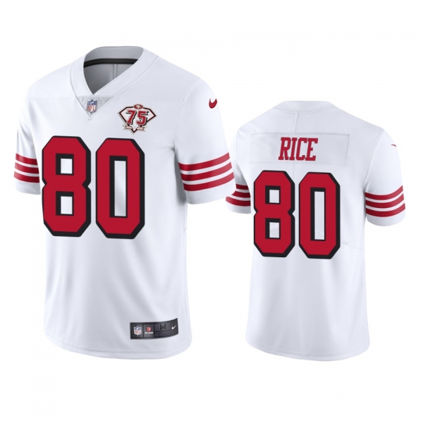 San Francisco 49ers Jerry Rice White 75th Anniversary Throwback Limited Jersey