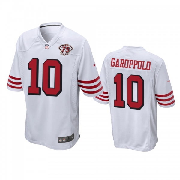 San Francisco 49ers Jimmy Garoppolo White 75th Anniversary Throwback Game Jersey