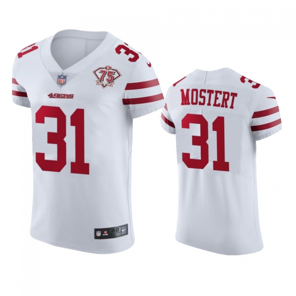 San Francisco 49ers Raheem Mostert White 75th Anniversary Vapor Elite Jersey