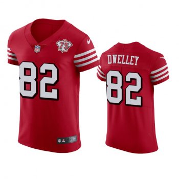 San Francisco 49ers Ross Dwelley Scarlet 75th Anniversary Jersey - Men's