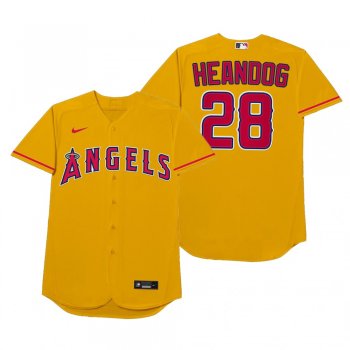 Los Angeles Angels Andrew Heaney Heandog Gold 2021 Players' Weekend Nickname Jersey