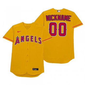 Los Angeles Angels Custom Nickname Gold 2021 Players' Weekend Jersey