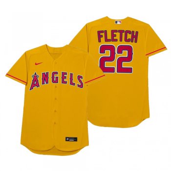 Los Angeles Angels David Fletcher Fletch Gold 2021 Players' Weekend Nickname Jersey