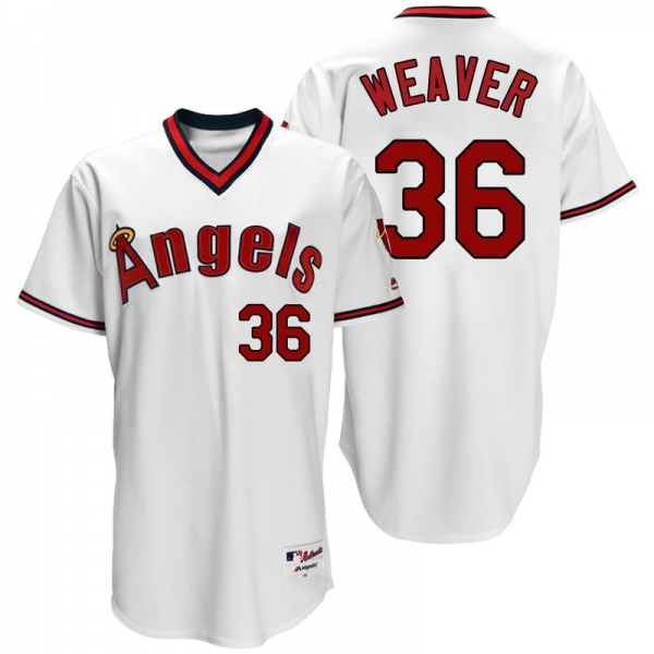 Male Los Angeles Angels #36 Jered Weaver White 1970 Turn Back The Clock Throwback Jersey