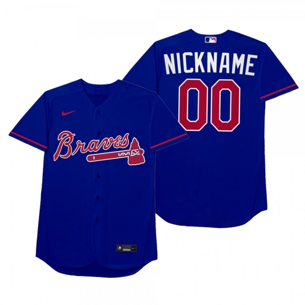 Atlanta Braves Custom Nickname Royal 2021 Players' Weekend Jersey