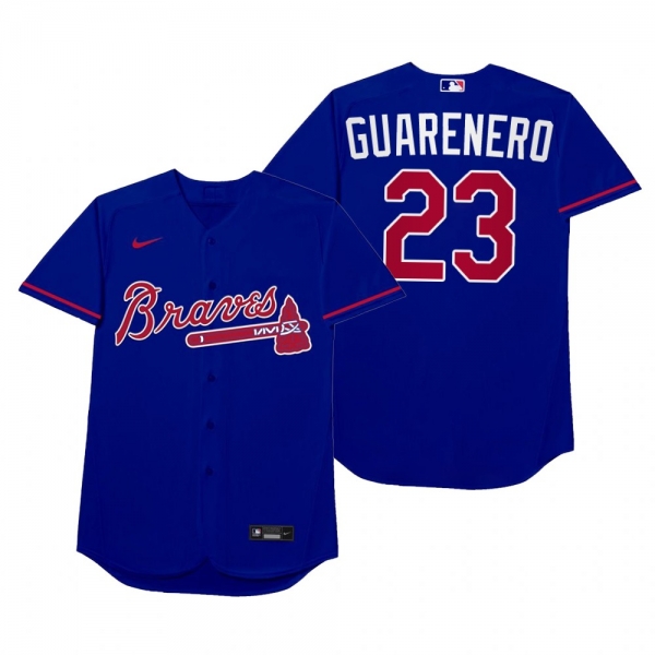 Atlanta Braves Ehire Adrianza Guarenero Royal 2021 Players' Weekend Nickname Jersey