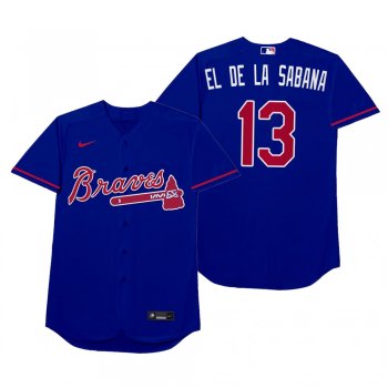 Atlanta Braves Ronald Acuna Jr. El De La Sabana Royal 2021 Players' Weekend Nickname Jersey