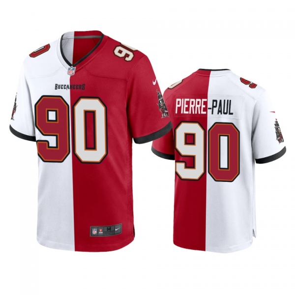 Tampa Bay Buccaneers Jason Pierre-Paul Red White Split Two Tone Game Jersey