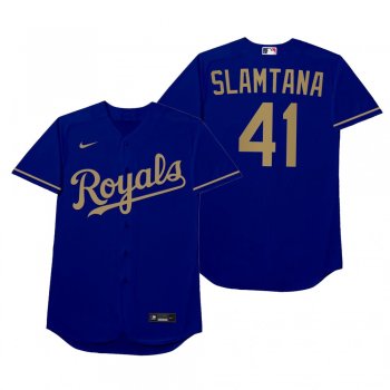 Carlos Santana Slamtana Blue 2021 Players' Weekend Nickname Jersey