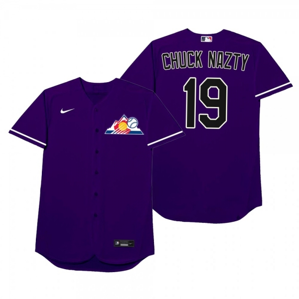 Charlie Blackmon Chuck Nazty Purple 2021 Players' Weekend Nickname Jersey