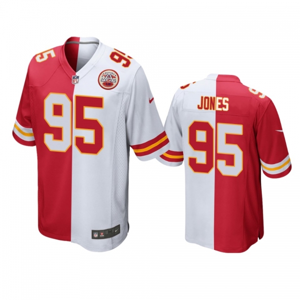 Kansas City Chiefs Chris Jones Red White Split Two Tone Game Jersey